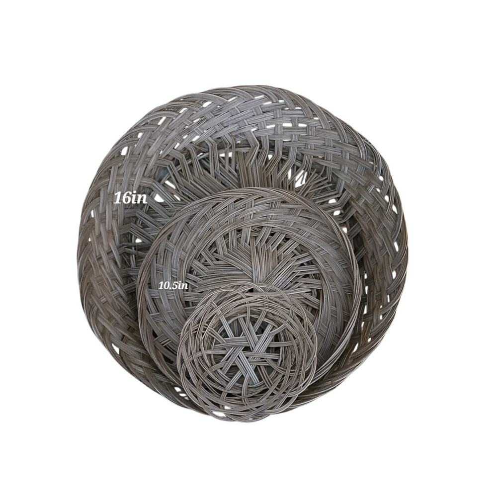 Set of 3 Vintage Woven Round Baskets Wall decor